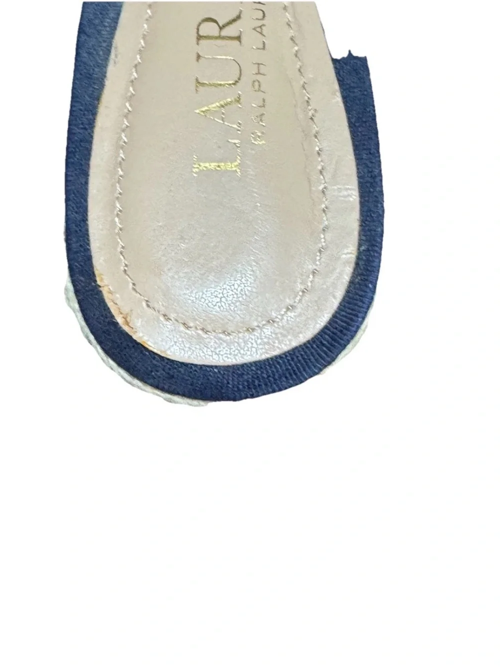 Lauren Ralph Lauren Helma Espadrille Wedge Sandal 7.5B Navy Linen Slingback Jute